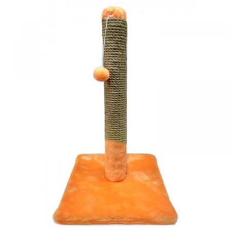 Ansambluri de joaca, sisaluri - Ansamblu de joaca pentru pisici tip coloana pe suport portocaliu cu ciucure 50 x 30 cm