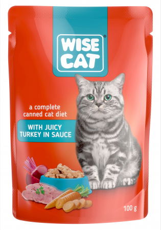 Hrana Umeda - Wise cat, hrana umeda pentru pisici cu curcan in sos - 100 g