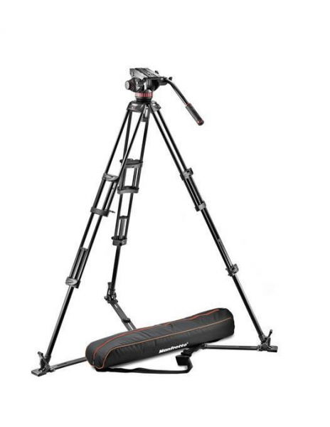 Manfrotto MVH502A,546GB kit trepied video fluid cu spreader de podea [1]