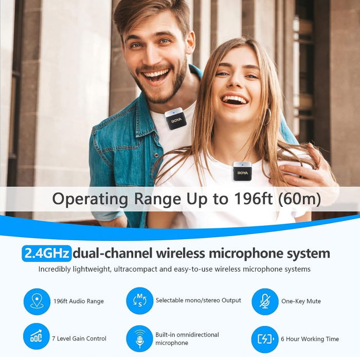 Boya BY-M1V6 lavaliera wireless dubla pentru iOS [8]