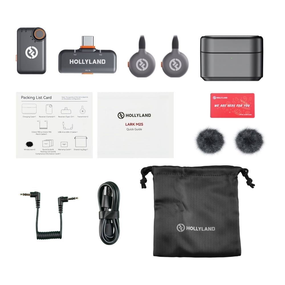 Hollyland Lark M2S Combo, Sistem microfon wireless, 2 persoane, 2.4 GHz, culoare Space Gray [2]