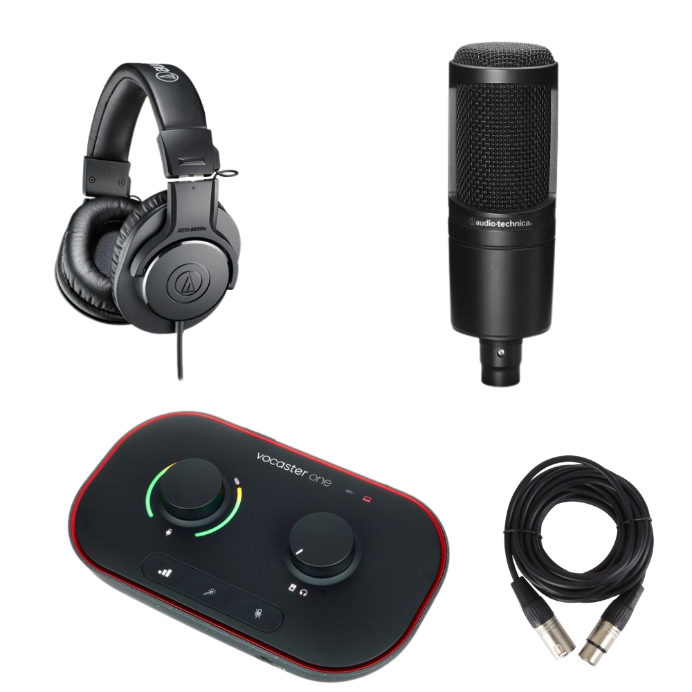 Focusrite Vocaster One Interfata Audio USB cu Microfon AT2020 + Casti ATH-M30X si Cablu XLR [1]