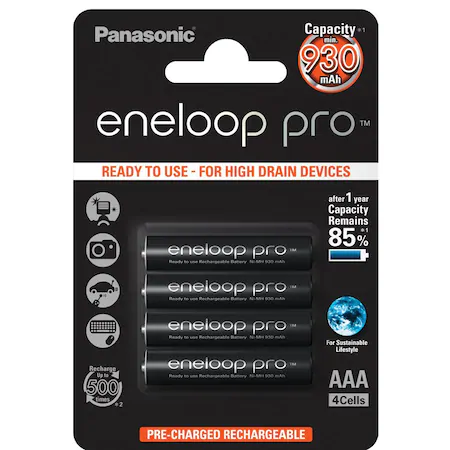 Panasonic Acumulatori Eneloop Pro AAA, 930mAh, set 4 bucati [1]