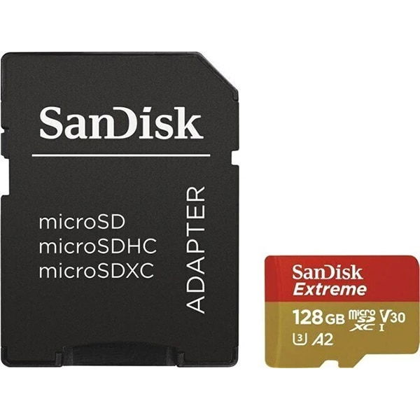 SanDisk Extreme Card de Memorie MicroSDXC 128GB A2 C10 V30 UHS-I U3 + Adaptor SD + 1 An RescuePRO Deluxe [1]
