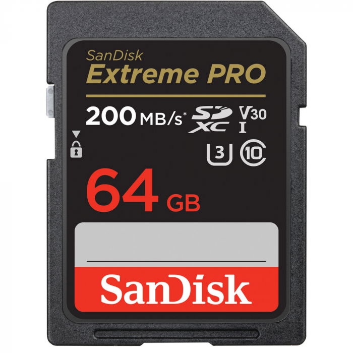 SanDisk Extreme PRO Card de Memorie SD 64GB SDXC UHS-I Class 10 U3 V30 + 2 Ani RescuePRO Deluxe [1]