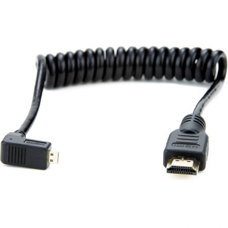 Solutii LIVE si Broadcasting - Atomos Cablu HDMI Micro - HDMI Mare 30cm Spiralat cu unghi de 90 de grade