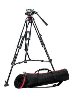 Trepiede video - Manfrotto MVH502A,546BK Kit trepied video fluid cu spreader la mijloc