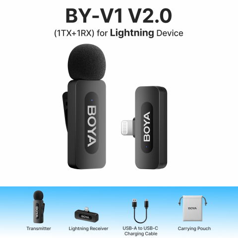 BOYA BY-V1 Sistem de microfon wireless ultracompact pentru dispozitive iOS (lightning) [8]