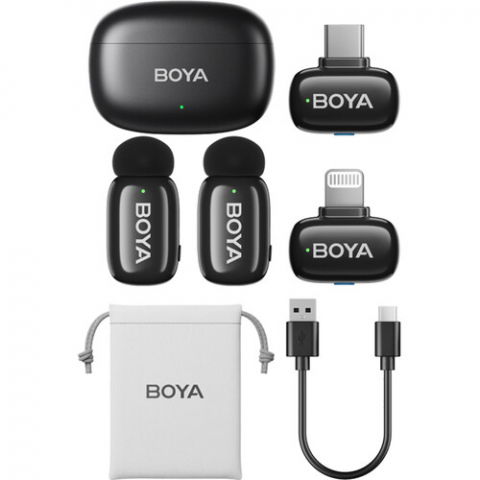 Lavaliere - BOYA Mini sistem wireless dual compact pentru telefon, lightning/USB-C (2.4 GHz, Negru)