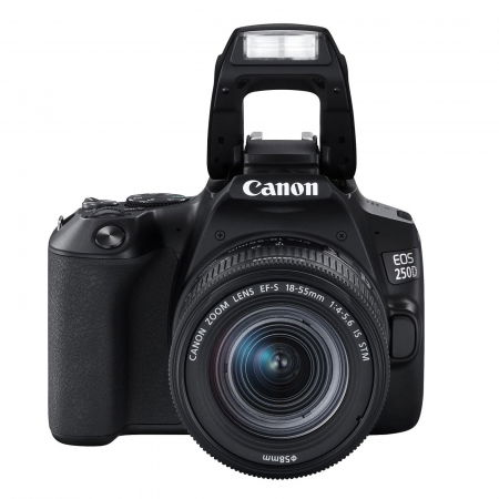 Aparate Foto - Canon EOS 250D Aparat Foto DSLR Kit cu Obiectiv EF-S 18-55mm IS STM Negru
