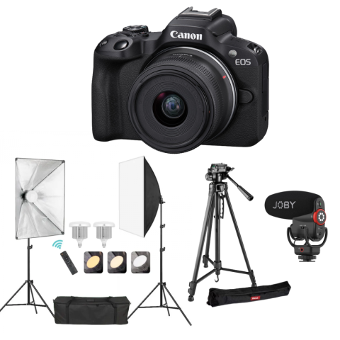Aparate foto Mirrorless - Canon EOS R50 cu Obiectiv RF-S 18-45mm Kit creator continut