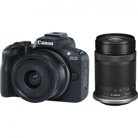 Aparate foto Mirrorless - Canon EOS R50 Kit Dual RF-S 18-45mm + RF 55-210mm