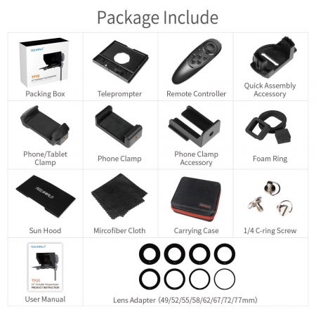 Feelworld TP10 Teleprompter Pliabil pentru Smartphone/Tableta/DSLR [10]