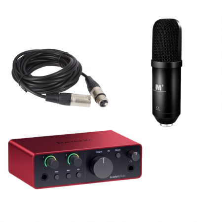 Interfete/mixere audio - Focusrite Scarlett Solo 4th gen Interfata audio USB cu iCon M5 microfon de studio + accesorii