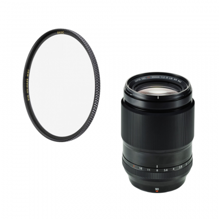 Obiective foto Mirrorless - Fujifilm XF 90mm f2 R LM WR cu filtru Schneider UV MRC