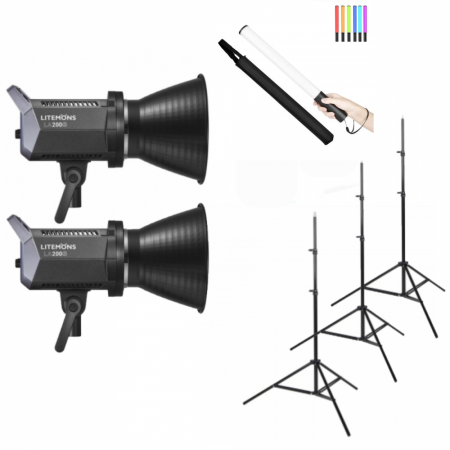 Lumini foto-video - Godox Kit x 2 Litemons LA200D LED 200W + Bageta RGB
