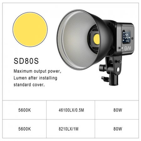 GVM SD80S LED 5600K 80W portabil cu stativ picioare reversibile [8]