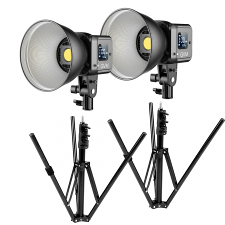 Lumini foto-video - GVM KIT x 2buc SD80S LED 5600K 80W portabil si stativ