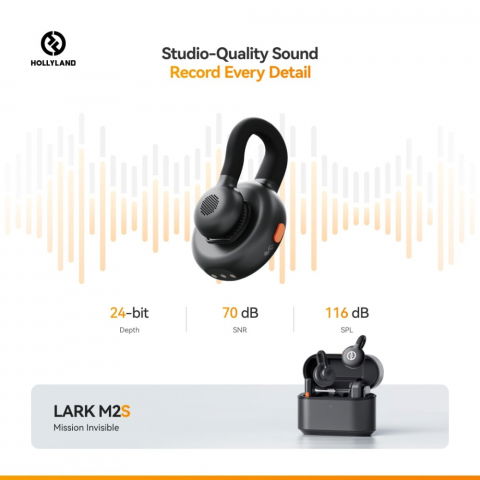 Hollyland Lark M2S Combo, Sistem microfon wireless, 2 persoane, 2.4 GHz, culoare Space Gray [3]