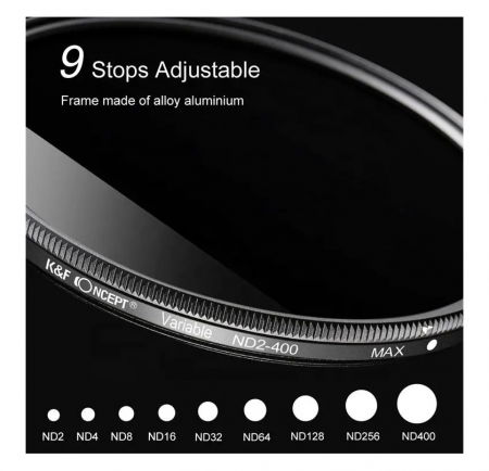 K&F Concept Variable Fader NDX 77mm Filtru ND variabil ND2-ND400 [3]