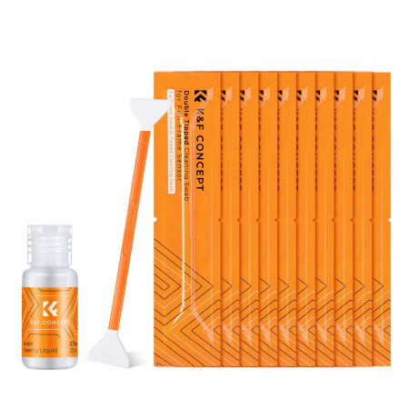 Accesorii aparate foto - K&F Concept Set 10 spatule duble cu solutie pentru curatat senzor Full Frame