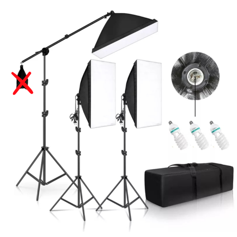 Lumini foto-video - Kit 3 lumini foto-video cu 3 x 135W 5500K cu softbox, stative si husa Resigilat