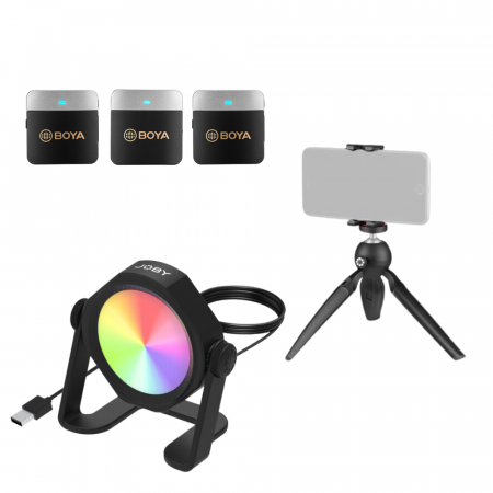 Solutii creatori continut - KIT Content Creation Basic: Boya BY-M1V2 lavaliera + Joby trepied si lumina