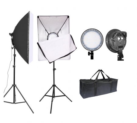 Kit LED Bicolor set 2 buc cu softbox 50 x 70cm si stative