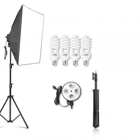 Lumini foto-video - Kit lumini E27 135W x 4 cu softbox si stativ