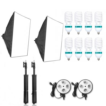 Lumini foto-video - Kit lumini E27 135W x 8 cu softbox si stativ