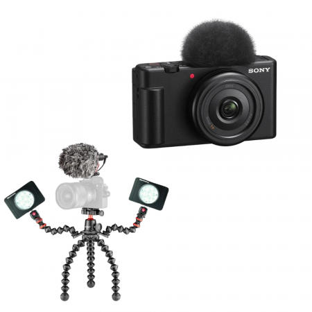 Aparate foto compact - Kit Vlogging: Sony ZV-1F cu Obiectiv Ultrawide 20mm F2.0 cu kit Vlog