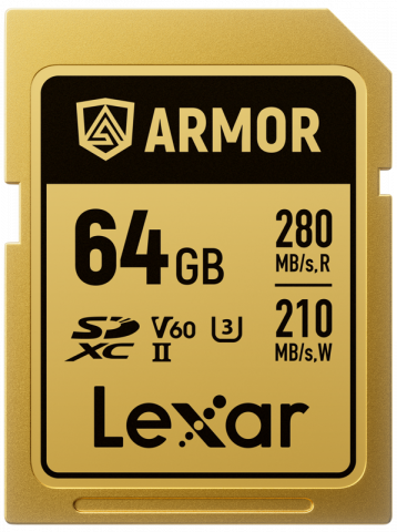 Medii de stocare - Lexar SDXC ARMOR Gold UHS-II U3, Stainless Steel, IP68 R280/W210 (V60) 64GB