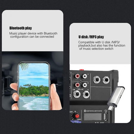 Mixer Audio cu 4 Canale + 2 Microfoane wireless [1]
