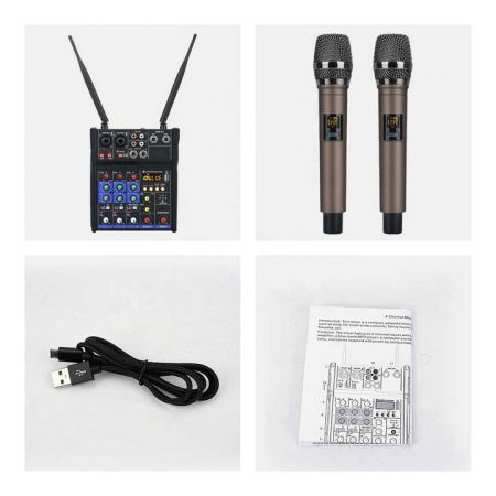 Mixer Audio cu 4 Canale + 2 Microfoane wireless [3]