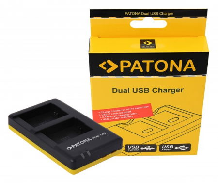 Incarcatoare dedicate - Patona Incarcator Rapid Dual USB pentru Sony NP-FW50 cu Cablu Micro USB