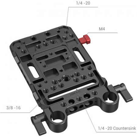 Placa baterie SmallRig V-Lock cu adaptor tija LWS de 15 mm [4]