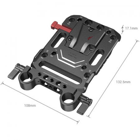 Placa baterie SmallRig V-Lock cu adaptor tija LWS de 15 mm [2]