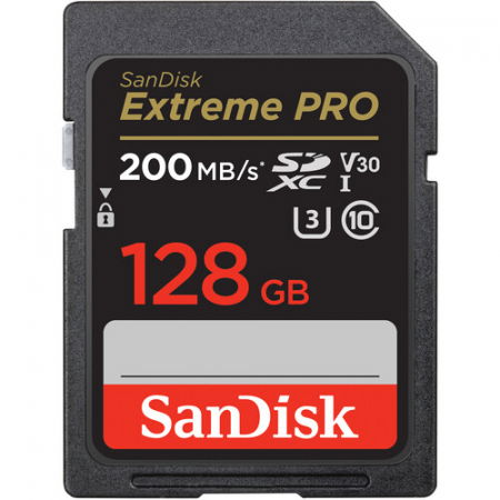 Carduri memorie - SanDisk Extreme PRO Card de Memorie SD 128GB SDXC UHS-I Class 10 U3 V30 + 2 Ani RescuePRO Deluxe