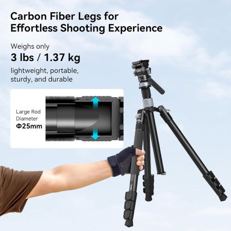 SmallRig 4221 Trepied Video din carbon 2-in1 (se transforma in monopied) [6]