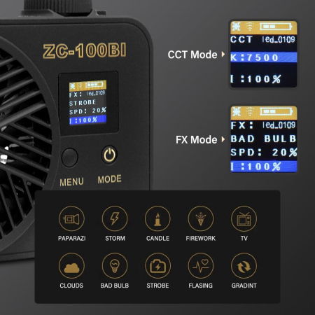 ZC-100 100W COB LED 2700K-7500K foto-video portabil cu alimentare NP [4]