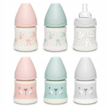 Biberon 150 ml Hygge Suavinex cu tetina rotunda din silicon, debit lent, pisica verde 0 luni [3]
