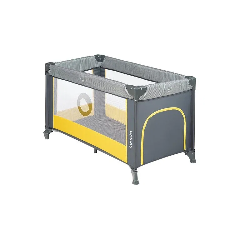 Lionelo - Patut pliant cu un nivel Stefi, Cu intrare laterala cu fermoar, 2 roti, 120x60 cm, Conform cu standardul [3]