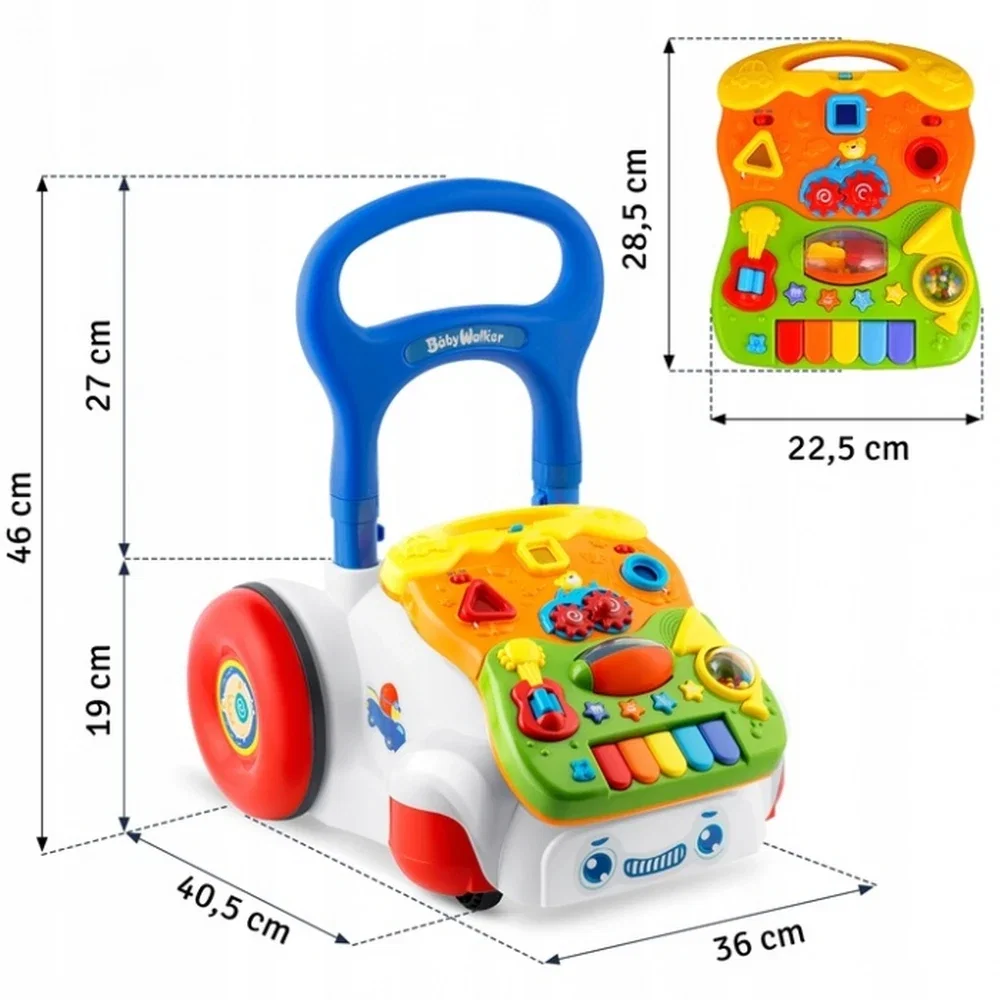 Antemergator 2 in 1 cu diverse activitati si muzica Ricokids - Alb 6 luni+ [8]
