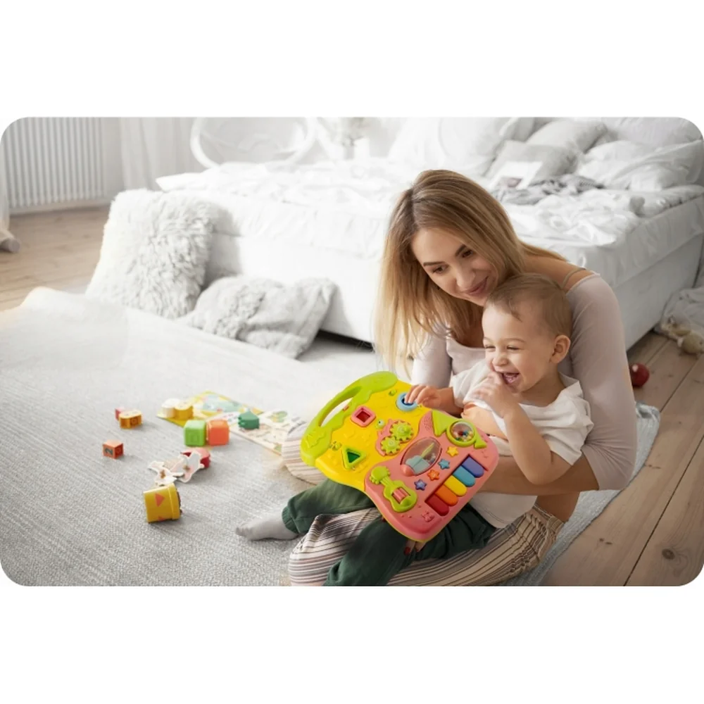 Antemergator 2 in 1 cu diverse activitati si muzica Ricokids - Roz 6 luni+ [4]