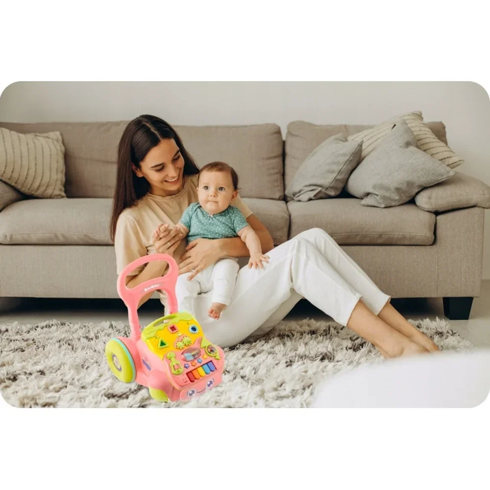 Antemergator 2 in 1 cu diverse activitati si muzica Ricokids - Roz 6 luni+ [7]
