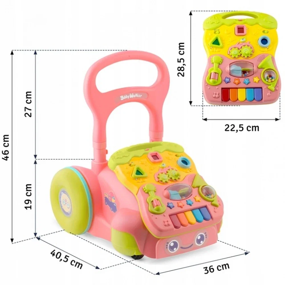 Antemergator 2 in 1 cu diverse activitati si muzica Ricokids - Roz 6 luni+ [8]