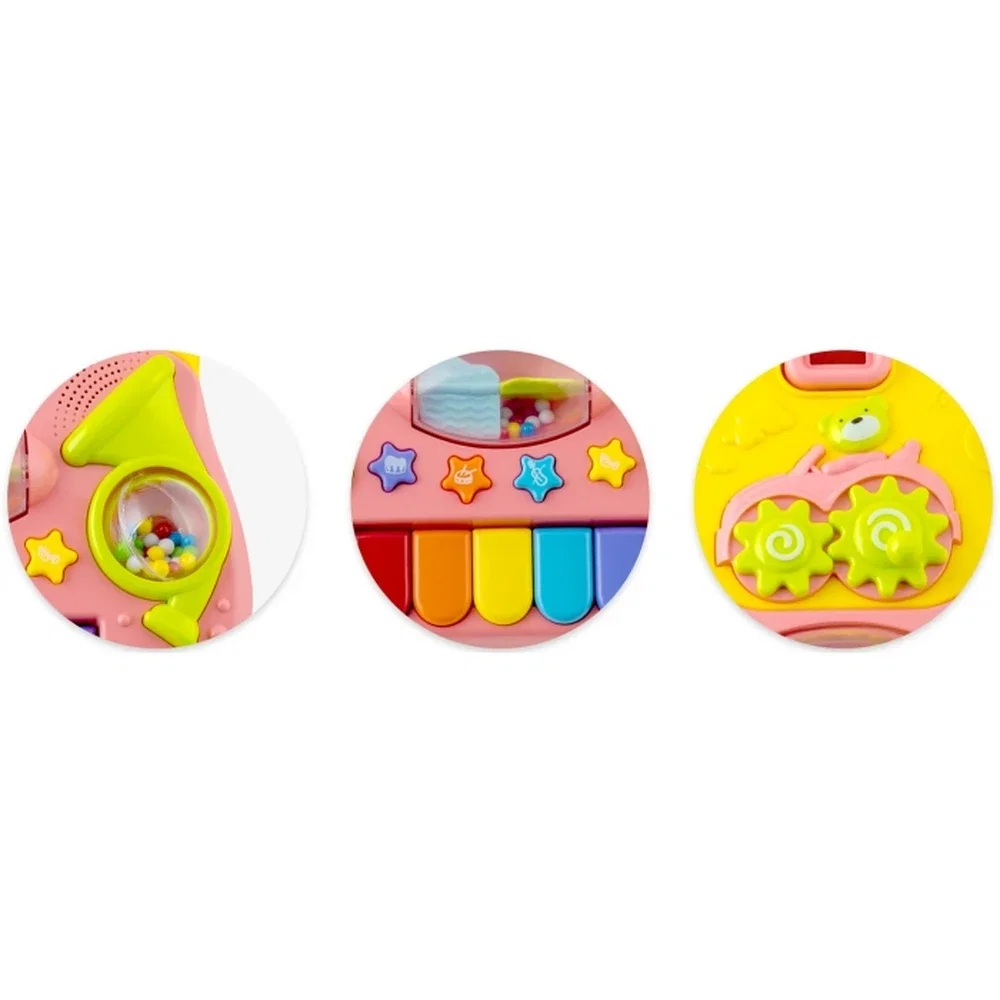 Antemergator 2 in 1 cu diverse activitati si muzica Ricokids - Roz 6 luni+ [6]