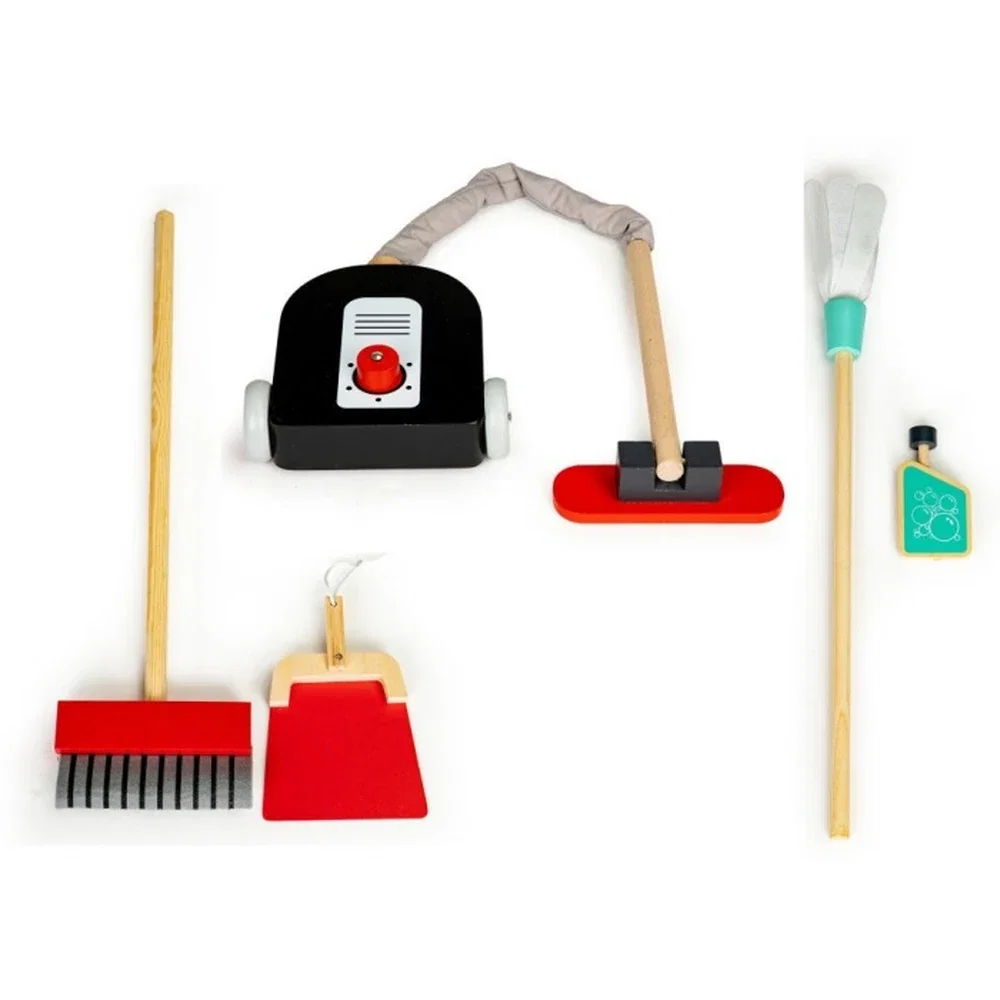 Antemergator din lemn cu aspirator si elemente pentru curatenie Ecotoys [9]
