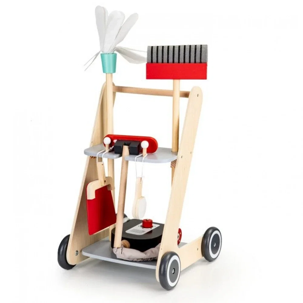 Antemergator din lemn cu aspirator si elemente pentru curatenie Ecotoys [1]