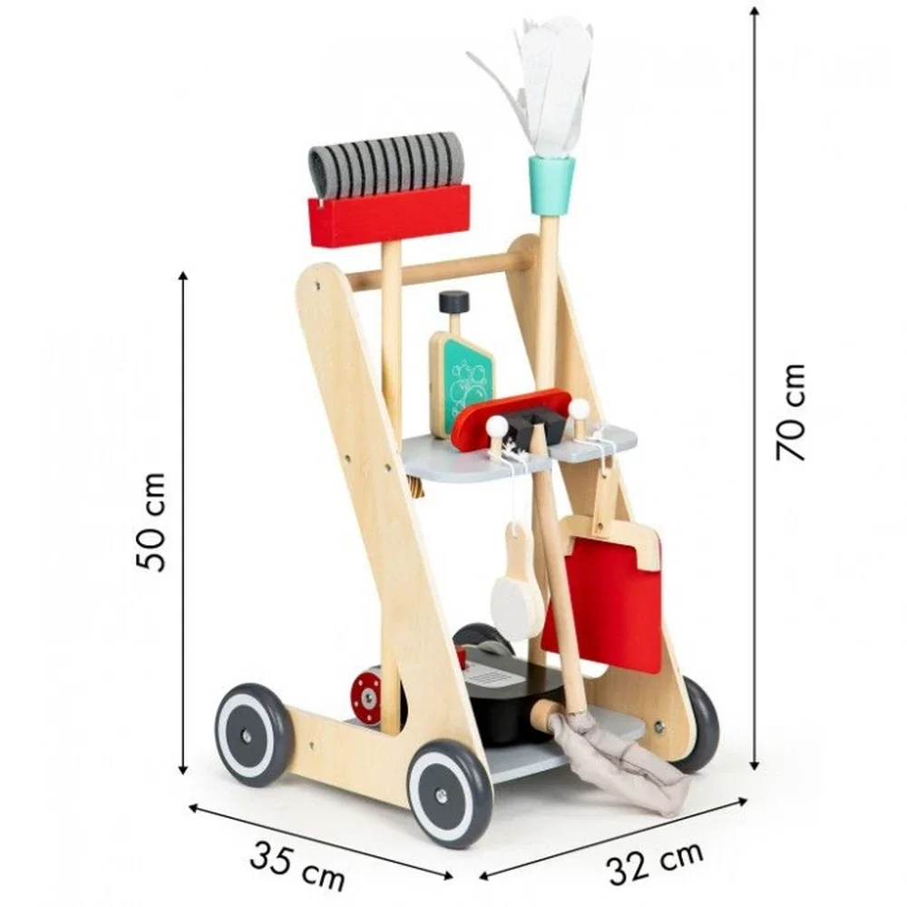 Antemergator din lemn cu aspirator si elemente pentru curatenie Ecotoys [3]